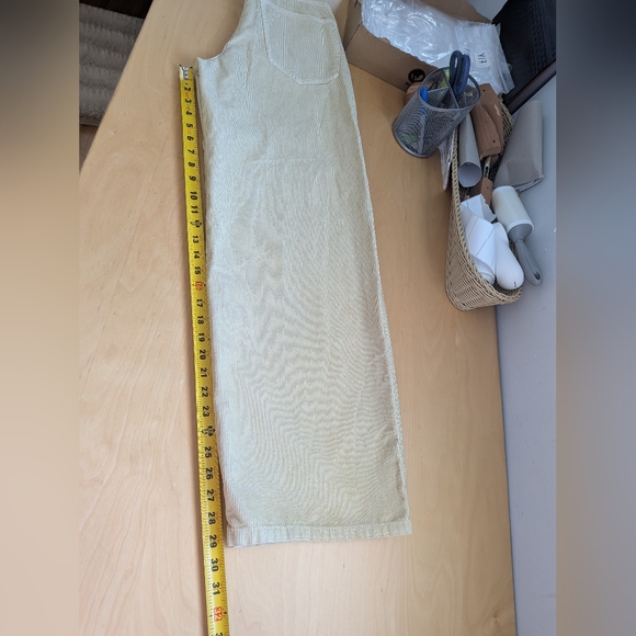 NWOT ZARA Corduroy Women Pants Size 0 Beige Light Yellow Color 100% Cotton Baggy - Picture 11 of 12